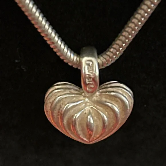 Lagos Caviar 925 Ribbed Puffy Heart Pendant w-925 16” Snake Chain - Picture 6 of 6